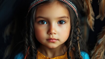 Fototapeta premium Portrait of a Young Girl with Braids and Headband