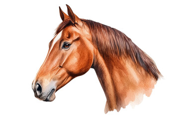 Obraz premium Realistic illustration of a brown horse head, cut out