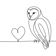 Owl perching and observing on white background