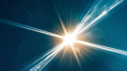Sun at zenith, bright rays radiating, creating a celestial atmosphere, against a blue sky