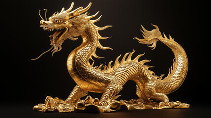Fototapeta premium AI generator image of a beautiful Chinese dragon statue that represents the unique art of Asian people. 