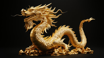 Fototapeta premium AI generator image of a beautiful Chinese dragon statue that represents the unique art of Asian people. 