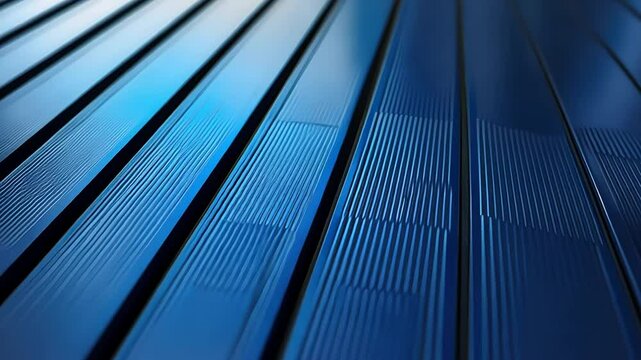 Abstract blue parallel lines, close-up perspective.  Structured, metallic, modern design
