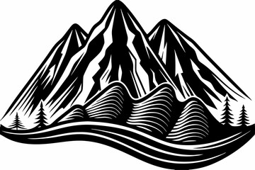 silhouette of mountain illustration vector