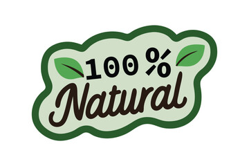 100% Natural Sticker Vector Design Eco-Friendly Vector Art