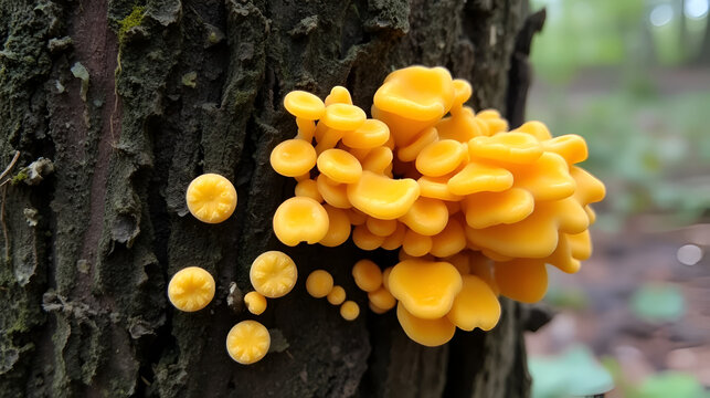Fuligo leviderma plasmodial slime mold on tree