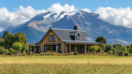 Mountain View Home: A Stunning Barn-Style House Nestled in the New Zealand Alps