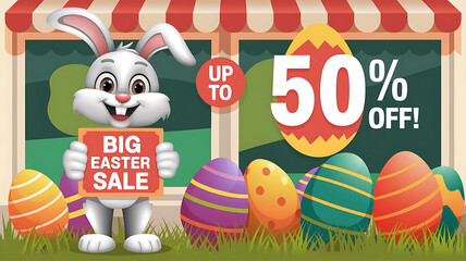 Easter Deals Are Here! Save Up to 50%, Shop Now, Easter sale banner. Easter Sale Design for advertising, Easter Sale design for advertising, banners, created with generative ai