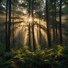 Obraz premium sunrise in the forest