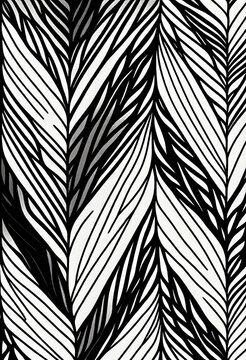 Fototapeta Abstrakcyjna grafika boho – kolorowy wektorowy wzór organiczny, nowoczesna ilustracja artystyczna, styl surrealistyczny, fantazyjne linie, liście i pióra, elegancki design dekoracyjny, harmonia natury
