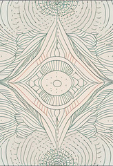 Abstrakcyjna grafika boho – kolorowy wektorowy wzór organiczny, nowoczesna ilustracja artystyczna, styl surrealistyczny, fantazyjne linie, liście i pióra, elegancki design dekoracyjny, harmonia natury