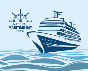 National Maritime Day Celebration, May 22. Vector Design Illustration for Background, Poster, Banner, Advertising, Greeting Card.