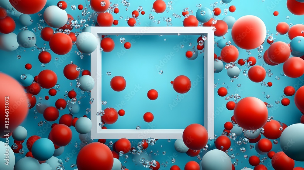 Poster abstract 3d rendering of colorful spheres