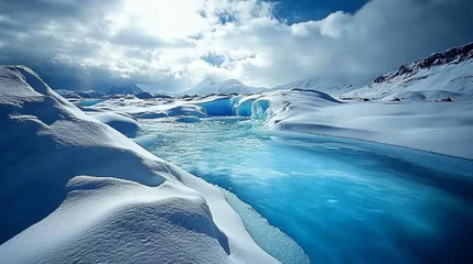 Fleecedeken met foto Majestic icelandic glaciers with vibrant blue ice and snow covered peaks in nordic wilderness © decorator