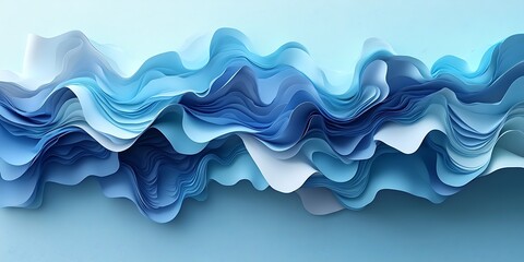 Abstract blue wave layers, design, art