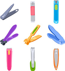 nail clippers set cartoon vector illustration