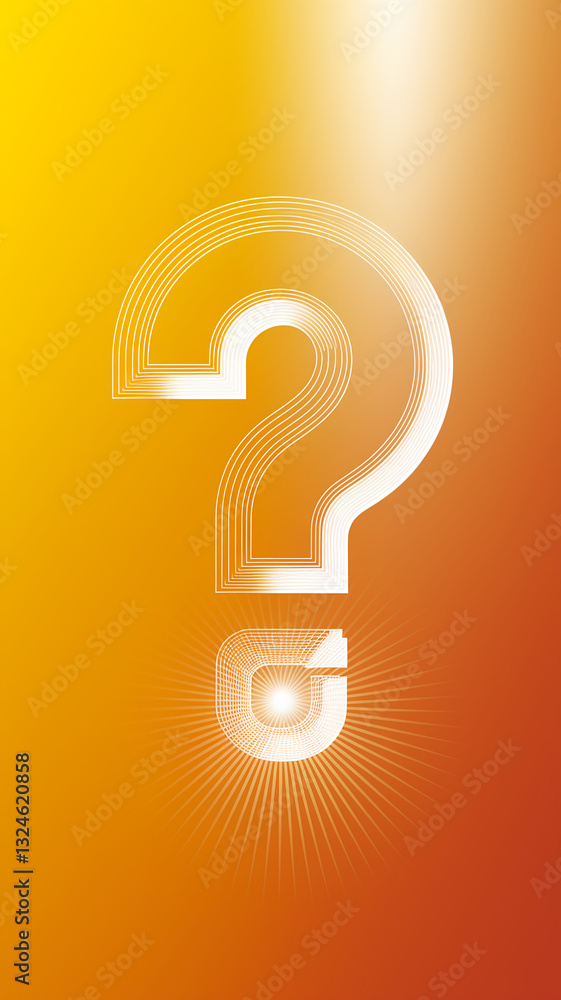 Aufkleber white outlined question mark on orange gradient background, symbolizing inquiry, uncertainty, or pro