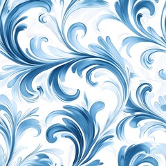 Elegant Blue Floral Swirl Pattern.