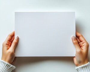Obraz premium Hands Holding Blank Paper for White Background.