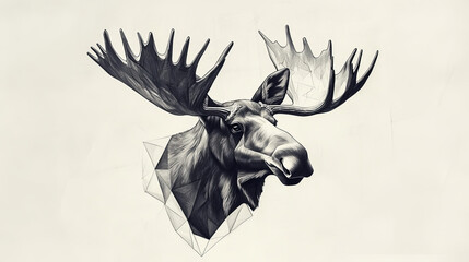 Polygon elk. Moose head on the wall. Hunting trophy. Vector illustration