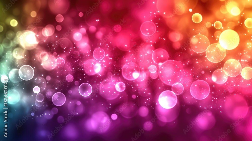 Poster colorful abstract bokeh background with vibrant circular lights