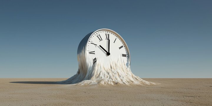 Melting Clock Surreal Depiction of Time Fleeting, Symbolism and Concepts