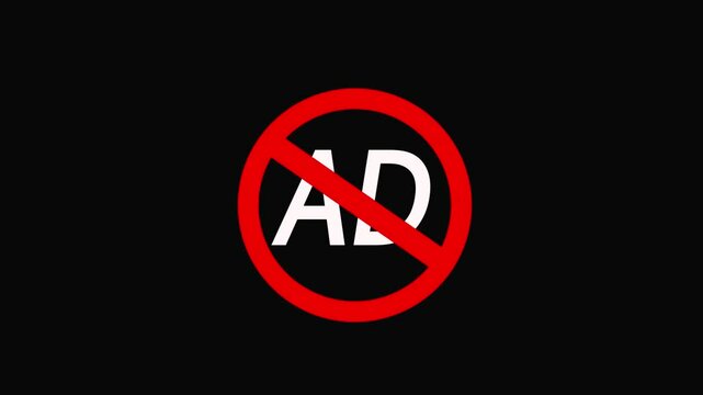 No ad crossed out mark color icon animation. ad not allowed icon .