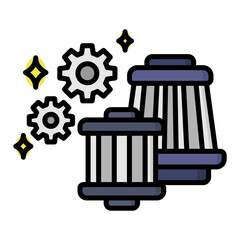 Air Filter icon in Flat Color Style With Outline. Simple Vector Design. Simple Vector Flat Icon