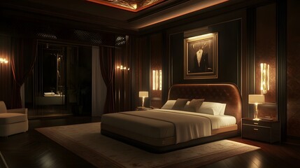 Luxurious Dark Brown Master Bedroom Interior Design