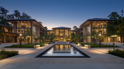 Fototapeta premium Elegant University Campus Blending Modern and Traditional Architecture – Generative AI