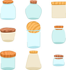 eco friendly jar set cartoon vector illustration