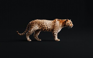 Naklejka premium Pixelated Jaguar Profile on Black Background