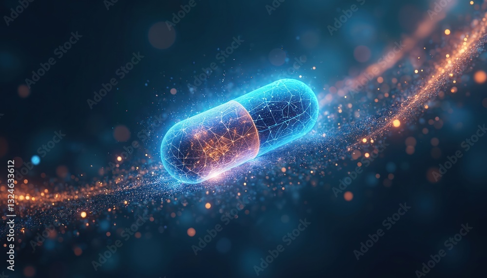 Poster enhanced smart pill revolutionizes healthcare future. advanced technology, artificial intelligence i