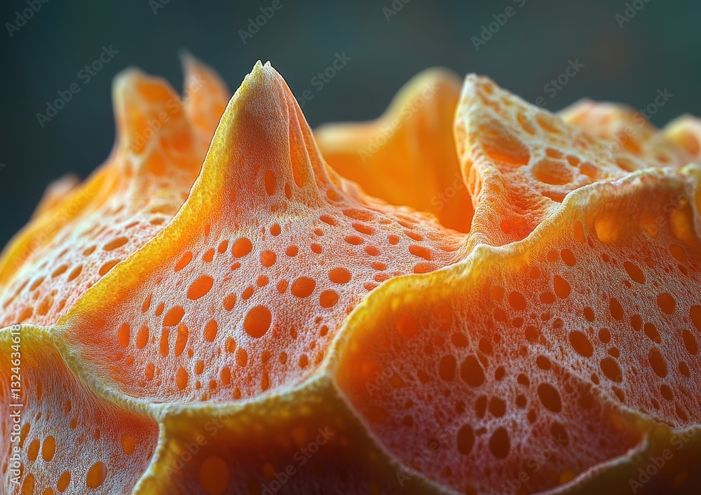 Poster intricate close-up of a textured orange and yellow natural formation displaying unique patterns and 