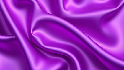 Fototapeta premium Bright purple silk satin. Soft wavy folds. Shiny silky fabric. Fuchsia color elegant background with space for design. Curtain. Drapery. Christmas, valentine, anniversary, party, celebration concept