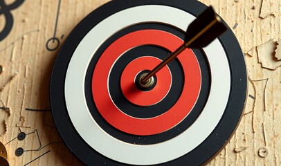vintage target with bullseye and arrow, success and goal achievement