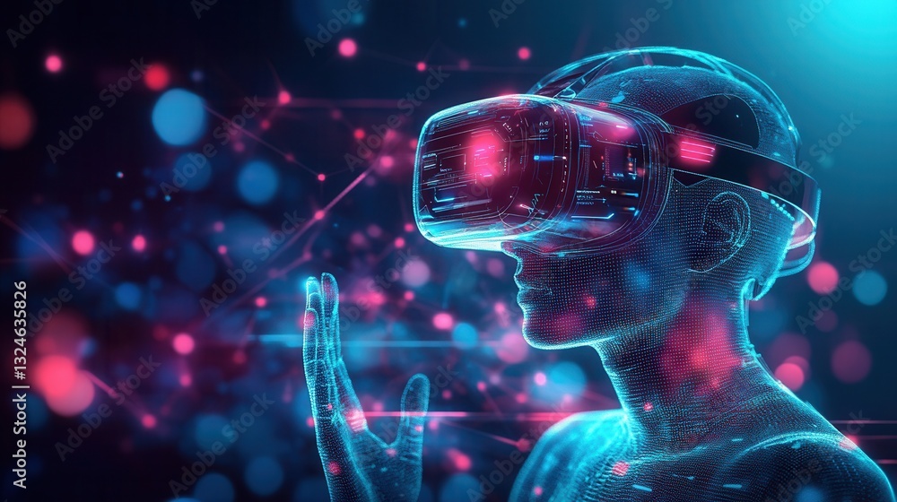 Aufkleber Futuristic mixed reality design featuring augmented reality UI elements and holographic textures enhancing immersive experiences