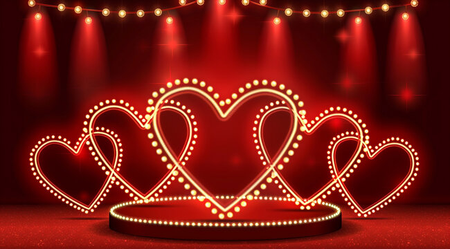 red love heart romantic light decoration - Powered by Adobe
