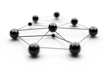 Exploring the dynamic network of connections with moving spheres in a minimalist design, network of connections with spheres moving