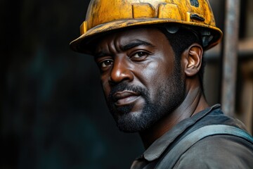 Fototapeta premium Heavy Industry Laborer on Construction Site Ladder