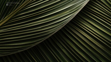 Obraz premium Close-up of overlapping palm fronds, tropical pattern, vibrant greens and browns. Use Background, nature backdrop, website design
