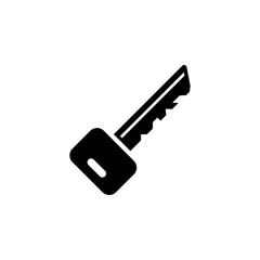 Key Silhouette, Safety Tool, Protection Solid Flat Vector Icon Isolated on White Background.
