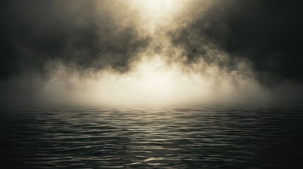 Obraz premium Mysterious foggy sea scene at night.