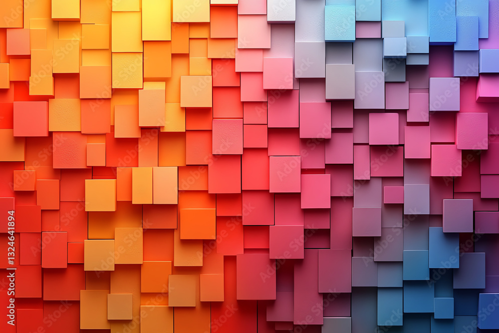 Aufkleber vibrant abstract background showcasing a blend of colorful squares in warm and cool tones, perfect f