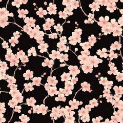 Beautiful repetitive pattern of cherry blossom flower for fabric design.