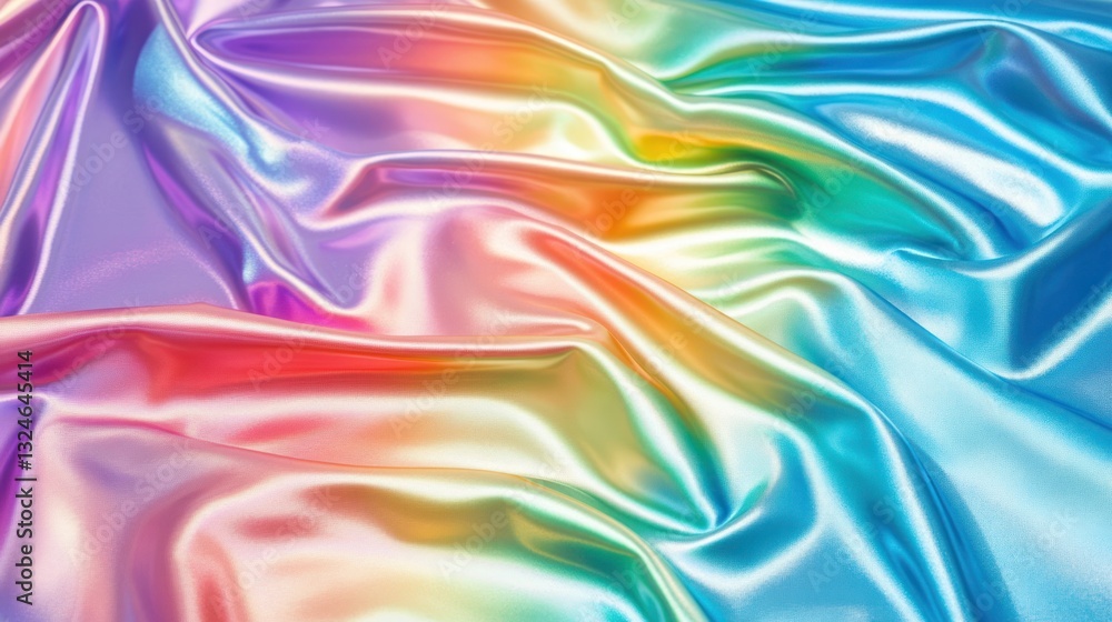 Poster iridescent chromatic fabric texture with soft folds for elegant background