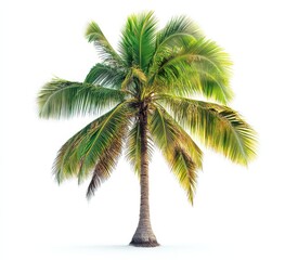 Obraz premium Lush Green Palm Tree Isolated on White Background Showcasing Tropical Vibes and Natural Beauty Perfect for Summer Related Themes and Designs