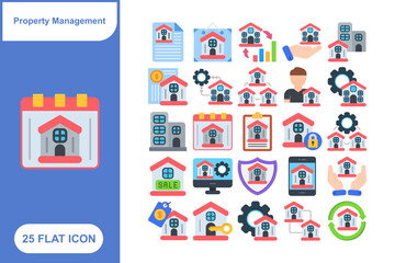 Property Management Icons Set, Collection of 25 Property Management Icons Set - 25 Vector Icons for Real Estate, Rentals, Leasing, and Maintenance