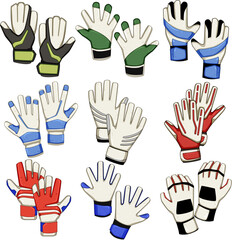 goalkeeper gloves set cartoon vector illustration