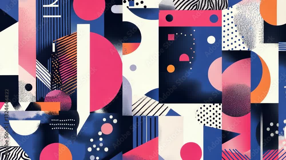 Poster abstract geometric animation with vibrant colors and dynamic shapes
